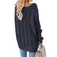 thumbnail image 2 of Plus Size Women Long Sleeve V-Neck Lace-Up Drawstring Cable Knit Sweater, 2 of 4