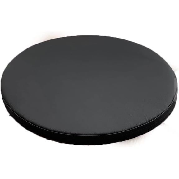 18" Round Memory Foam Chair Cushions, Waterproof Leather Outdoor Seat Pads with Non-Slip Bottom & Removable Cover, Soft Patio Cushion for Dining Chairs, Bar Stools, Garden & Indoor Use, Black