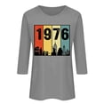 thumbnail image 2 of Craaazy Women's 1976 Casual Letter Printed 50th Birthday 3/4 Sleeve T-shirts Gifts, 2 of 4