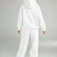 thumbnail image 3 of Nokdvo Set for Women 2 Piece Outfit Plus Size Long Sleeve Casual Hoodie Sweatsuit Ribbed Pants Tracksuits with Pockets,White M, 3 of 5
