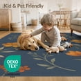 thumbnail image 4 of ODIKA 4'x6' Navy Orange Floral Elegance with Vintage Washable Area Rug Timeless Marigold Motifs in a Classic Design for Bedroom, Reading Nook, Pet Friendly & Non-Shedding, 4 of 7