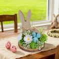 thumbnail image 4 of Easter Rustic Wooden Ornaments - Cute Rabbit & Easter Egg Shaped Desktop Decor, Floral Accent Home Bucolic Style Decoration, Festive Crafts for Easter Home Decor, 5.51*4.53in, Blue, 4 of 5