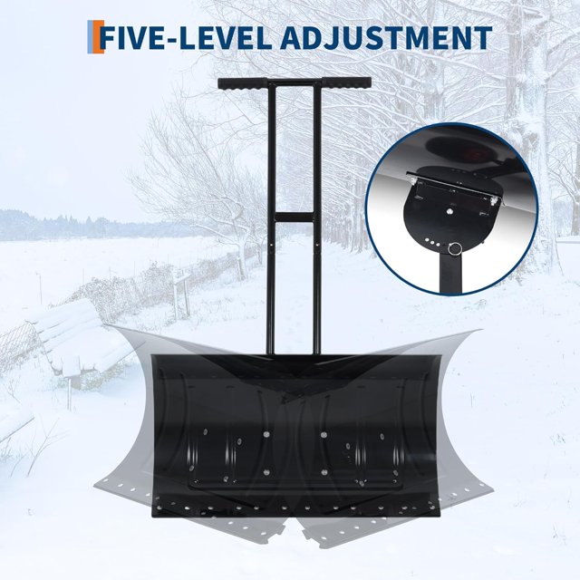 OUYAWEI Lame Galvanisée de 40 Po de Large, Pousse-Neige à 2 Roues Robuste, Charrue Manuelle Ergonomique Pelle Pousse-Neige avec Déneigement, Poignée à Angle et Hauteur Réglables, Noir