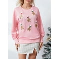 thumbnail image 4 of Argulvti Womens Crewneck Sweatshirt Loose Santa Claus Sequins Print Long Lantern Sleeve Tops for Christmas, 4 of 7