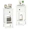 thumbnail image 1 of Gymax 2PCS Nightstand 3-Tier Bedside Table w/ Open Storage Shelf & Narrow Side Table White, 1 of 7
