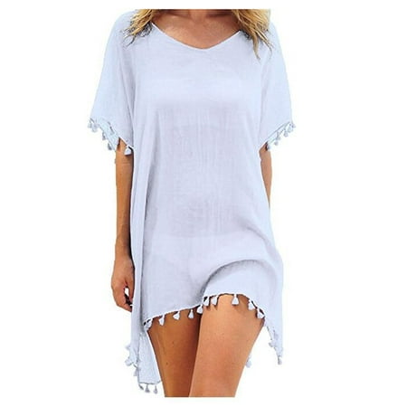 Womens Tassel Chiffon Beachwear Beach Dress Bikini Swim Bathing Suit Cover Up