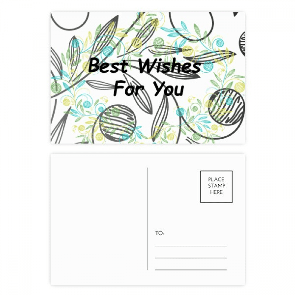 fresh flowers drawing best wish postcard set birthday mailing thanks greeting card