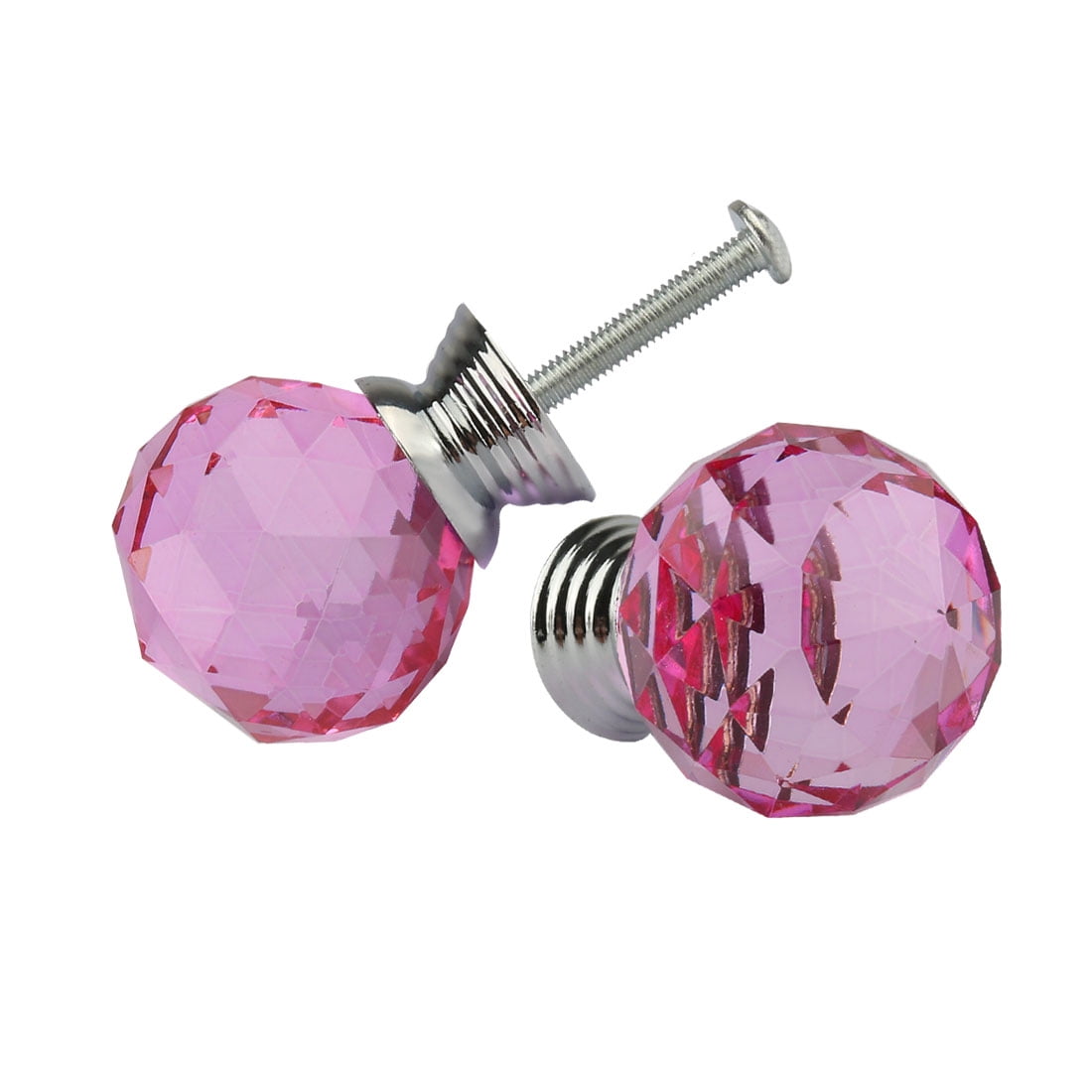 Unique Bargains 1.18" Crystal Glass Cabinet Knob Polished Chrome