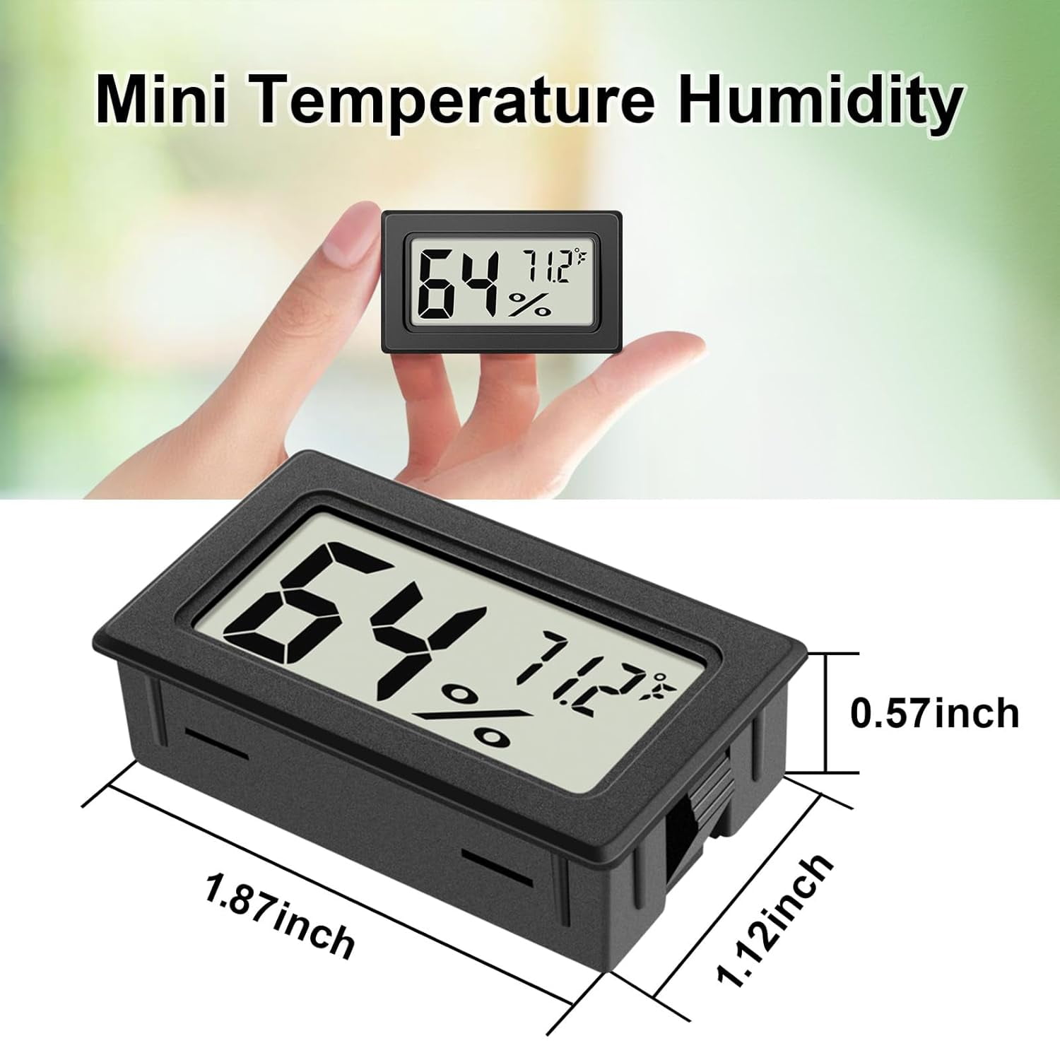 6-Pack Mini Hygrometer Indoor Humidity Meter, Digital Thermometer Gauge Monitor Fahrenheit (℉) for Reptile Thermostat, Jars Reptile, Fridge
