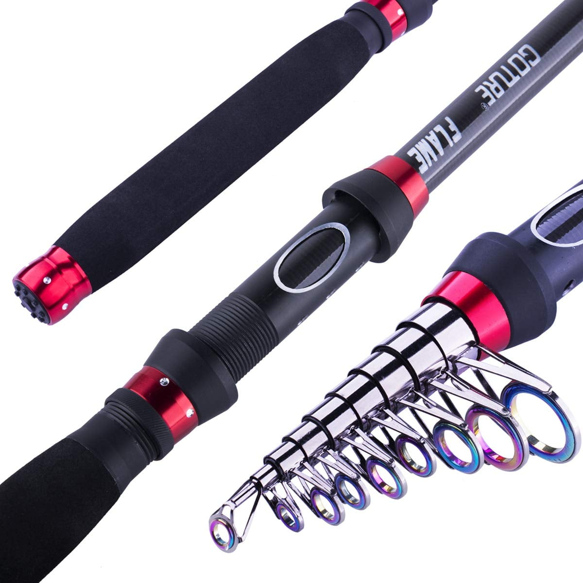 Burning Shark Avengers Fishing Rods, 24-Ton Ultra Lightweight Carbon Fiber  Telescopic Fishing Rod, Stainless Steel Guides, Lengthened Hollow  Handle,Travel Fishing Rod for Bass, Trout. : : Sports, Fitness &  Outdoors