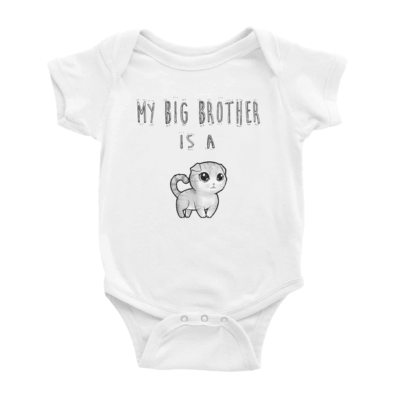 My Big Brother Is A Scottish Fold Cat Funny Baby Clothing Bodysuits For Boy Girl