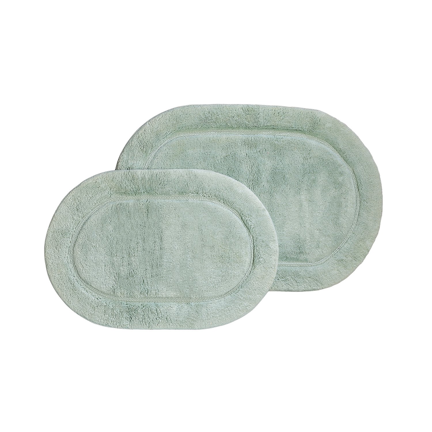 Oval 100 Combed Cotton NonSkid 2Piece Bath Rug Set Sage Walmart