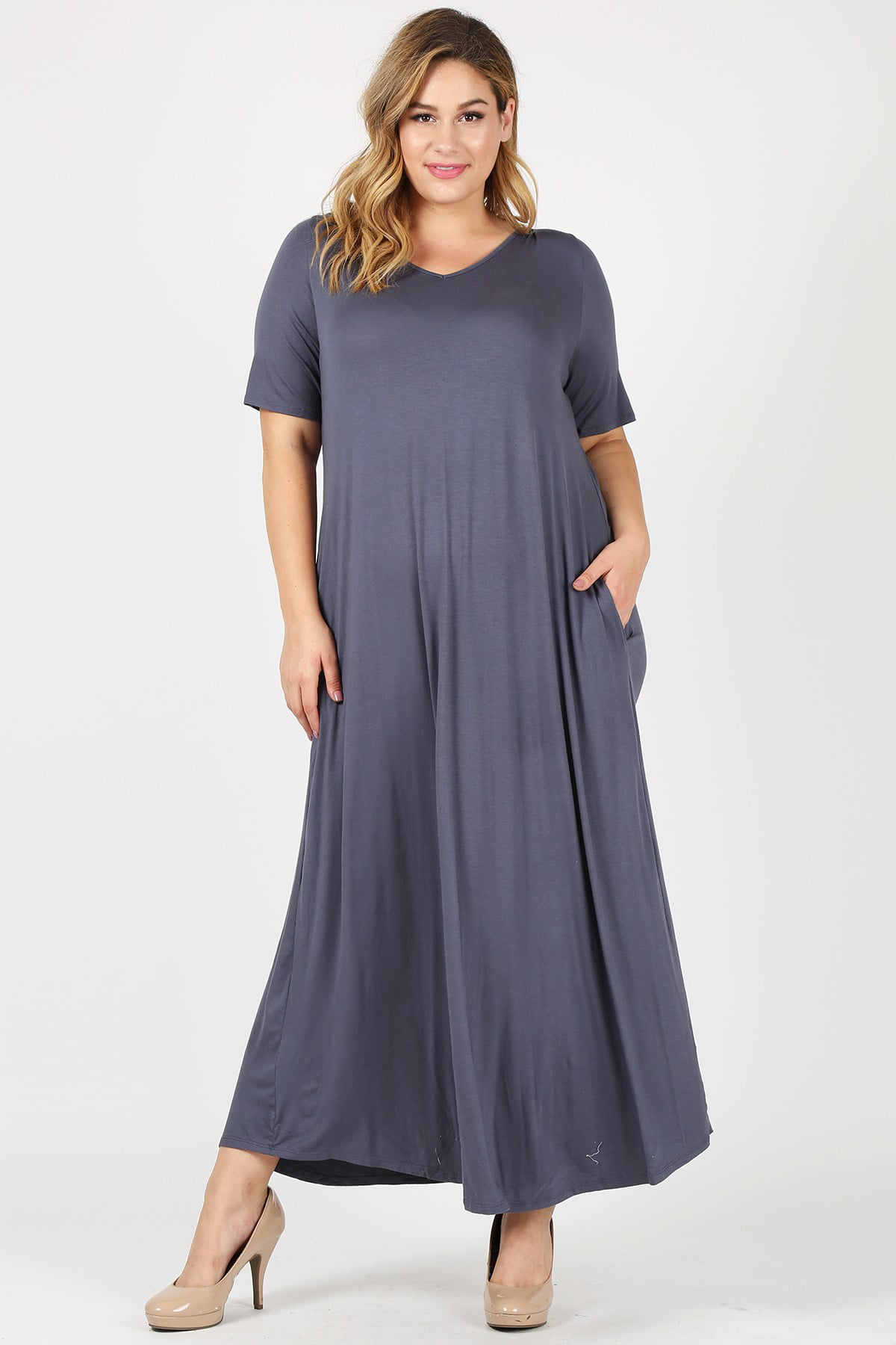 Sweet Lindsey - Women plus size maxi dress with side pockets Long Plus ...