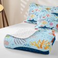 thumbnail image 4 of Manfei Octopus Shark Animal Bed Spread Queen, Sea Coral Fish Queen Coverlet Set, Sky Blue, 3-Piece, 1 Quilt and 2 Pillowcases, 4 of 7