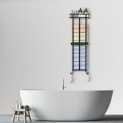 Towel Racks for Bathroom Wall Mounted,Bathroom Organizer for Rolled Towels,Towel Storage Bath Towels Holder, Black
