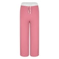 thumbnail image 4 of SELONE Pink Tall Women Yoga Pants with Pockets Plus Size Lounge Pants Elastic Waist Full Length Trouser Loose Casual Long Beach Pants Drawstring Solid Straight M Tall Breathable Summer Clothes, 4 of 6