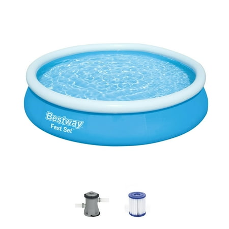 Bestway 57275E Fast Set Up 12ft x 30in Inflatable Above Ground Swimming Pool w/330 GPH Filter Pump