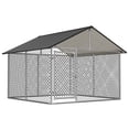 thumbnail image 2 of Heavy Duty Galvanized Steel Dog Kennel Outdoor Large Pet Enclosure with Waterproof UV-Resistant Roof, Secure Locking Door for Large Breed Dogs, Backyard, Patio - 91" x 90" x 73", 2 of 8