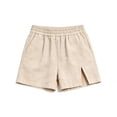 thumbnail image 6 of ClodeEU Women's Cotton Linen Elastic Waist Shorts, Casual Loose High Waist Summer Shorts with Pockets, Breathable Solid Color Beach Pants Beige,Women's Plus L, 6 of 6