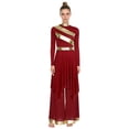 thumbnail image 4 of Aislor Women Liturgical Praise Dance Outfits Long Sleeve Worship Tunic Dress with Wide Leg Pants Burgundy XXL, 4 of 7