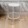 thumbnail image 6 of Benjara Neni 30" Barstool Set of 2- Round Cushioned Seat- White Faux Leather, 6 of 6