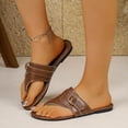 thumbnail image 2 of HomeDM Women's Flat Flip Flops Comfort Open Toe Slip-On Thong Walking Slides Summer Beach Flat Sandals, Coffee Size 9.5, 2 of 9