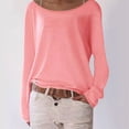 thumbnail image 3 of Women'S Long Sleeve Boat Neck Off Shoulder Blouse Tops Pink XL, 3 of 5