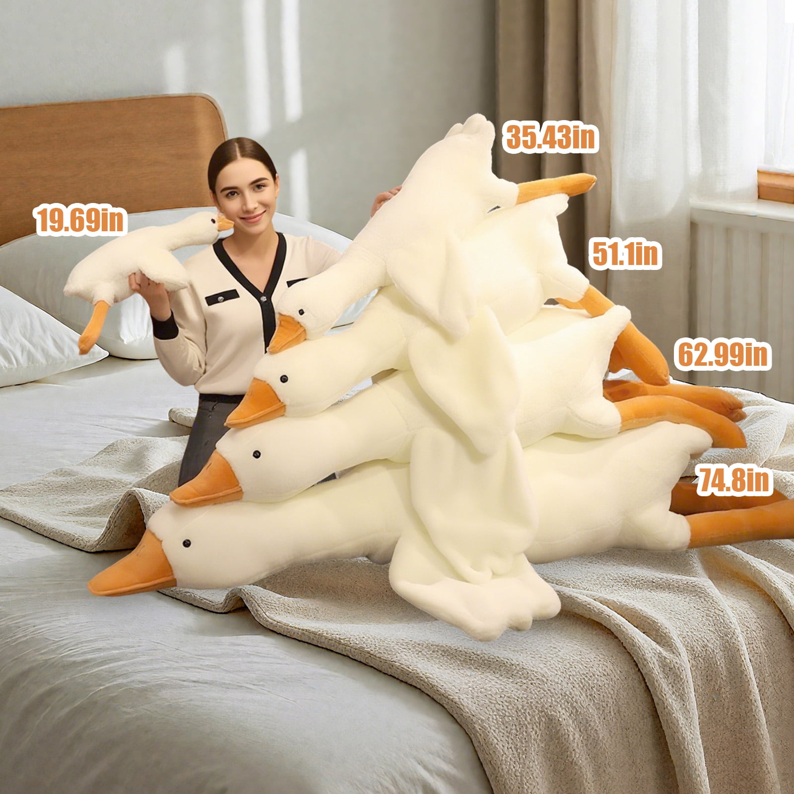 Yvagay Giant Stuffed Goose Plush Toy,Oversized Plush Goose Plush Toy, Cute Swan Stuffed Animal Gift for Kids and Friends, 62.99 inch
