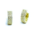 thumbnail image 3 of ADIRFINE 925 Sterling Silver 15MM Triple Row Cubic Zirconia Huggie Hoop Earrings, 3 of 3