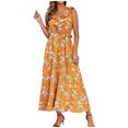 thumbnail image 2 of SMihono Robe Maxi Bohème d'Été pour Femmes Grande Taille Mode Décontractée Printemps et Été Imprimé Floral Sans Manches Col en V Robe de Plage, 2 of 9