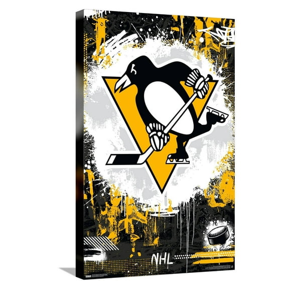 NHL Pittsburgh Penguins - Maximalist Logo 23 Canvas Wall Poster, 14.725" x 22.375"