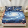 thumbnail image 3 of ZIATUBLES 3 Pcs Queen Size Cooling Polyester Sheet Set, Spiral Galaxy Print, Soft All-Season Bedding Set with 1 Fitted Sheet and 2 Pillowcases, Breathable Comfortable Sheets for Bedroom, 3 of 9