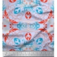 thumbnail image 1 of Soimoi Blue polyester Crepe Fabric Moroccan Damask Decor Fabric Printed Yard 42 Inch Wide, 1 of 3