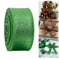 thumbnail image 2 of 2.5 Inch x 10 Yards Christmas Metallic Glitter Wired Ribbon, DIY Craft ribbon for Gift Wrapping, Christmas Tree Garland and Holiday Decorations, 2 of 9