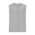 thumbnail image 5 of vigerkar Womens Sleeveless Button Down Shirts Cotton Linen Tank Tops V Neck Dressy Casual Loose Blouses Business Work Tops (Grey, XXL), 5 of 8