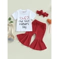 thumbnail image 2 of Coduop Mother's Day Baby Girl Clothes Short Sleeve T-Shirt Tops and Bell Bottoms Pants Outfit Set, 2 of 9