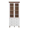 thumbnail image 3 of GZXS 78.7" Tall Storage Display Cabinet with Glass Doors, Adjustable Shelves & 6 Drawers – Freestanding Pantry Cupboard for Kitchen, Dining Room, or Living Room (White), 3 of 9