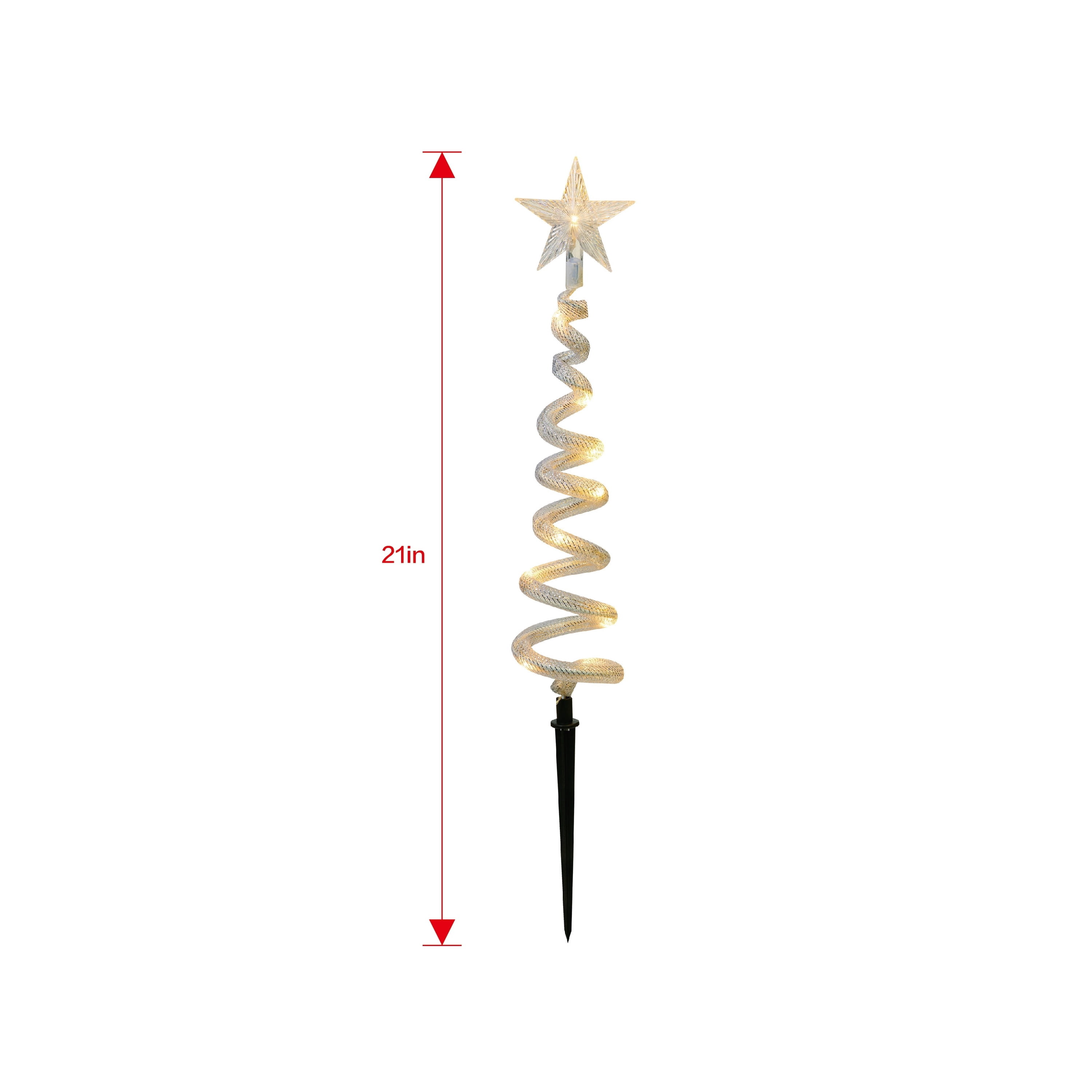 Outdoor Solar-Powered LED Spiral Tree Christmas Pathway Lights, Warm White, Set of 3, by Holiday Time