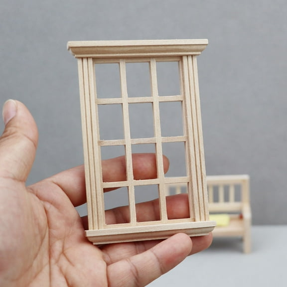 WHAMVOX Mini Beige Plastic Window for Doll House Furniture 1:12 Scale Easy to Graffiti 12Pane
