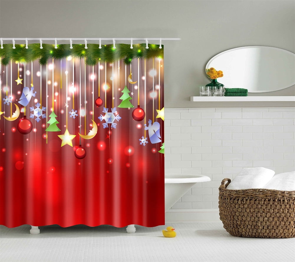 Surakey Christmas Shower Curtain Waterproof Polyester Star Moon Shower ...