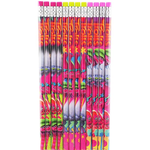 Trolls Dreamworks Character Authentic Licensed 12 Wood Pencils Pack 