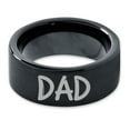 thumbnail image 2 of Tungsten Dad Typography Writing Band Ring 9mm Men Women Comfort Fit Black Flat Cut Brushed Polished, 2 of 4
