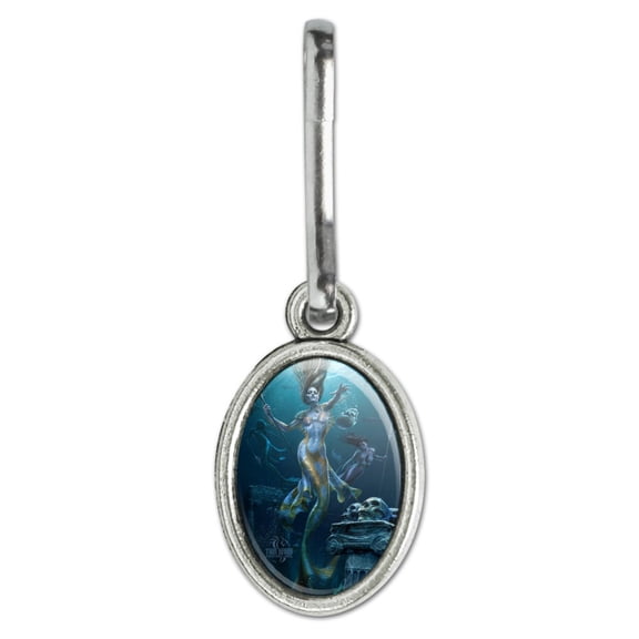 Mermaid Ocean Hunt Antiqued Oval Charm Clothes Purse Suitcase Backpack Zipper Pull Aid