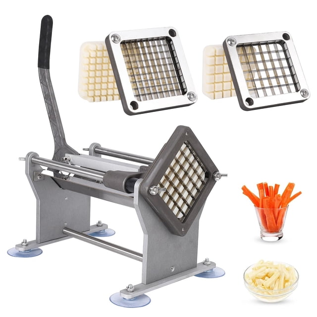 AKDSteel Stainless Steel Commercial Fry Cutter – Dual-Thickness (1/2” & 3/8”), Extra-Wide Design, 10-Second Clean, One-Handed Operation for Restaurant & Home Kitchens