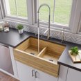 thumbnail image 1 of 33" Double Bowl Bamboo Kitchen Farm Sink, 1 of 9