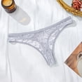 thumbnail image 5 of LIZUOJUN Under $2 Underwear Women Low Rise Invisible Lace Trim Thong With Bow Cutout Mesh No Show Hipster Cheeky Bikini Briefs S-XL, 5 of 6