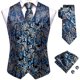 thumbnail image 1 of Chaleco de seda púrpura para boda para hombre, conjunto de gemelos y pañuelo entallado de Cachemira, chaleco sin mangas con cuello en V para fiesta, 1 of 5