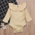 thumbnail image 3 of Curuila Infant Baby Girls Jumpsuits Long Sleeve Solid Color Crew Neck Romper For Baby Everyday Wear Casual Clothes Beige Size 0-3 Months, 3 of 4