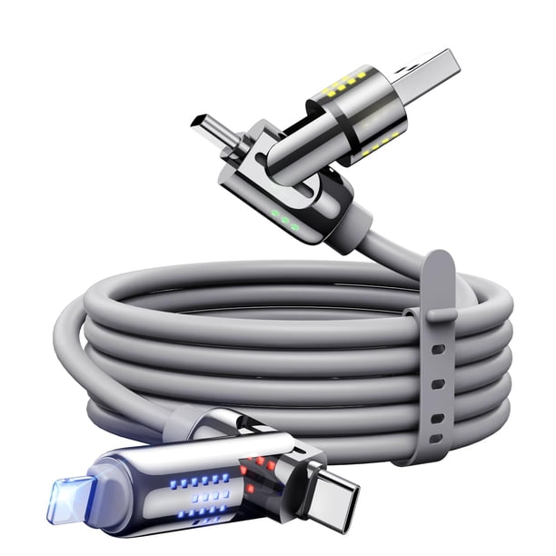Cable de carga MAGIC JOHN de 240 W, 4 en 1, USB C a Lightning de 4 pies
