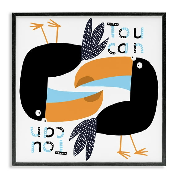 Stupell Industries Tropical Toucan Birds Animals Painting Black Framed Art Print Wall Art, 12 x 12